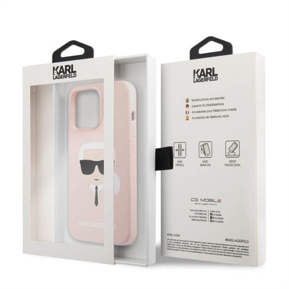 Husa din spate din silicon lichid KARL LAGERFELD KLHCP13XSLKHPI pentru iPhone 13 Pro Max - roz