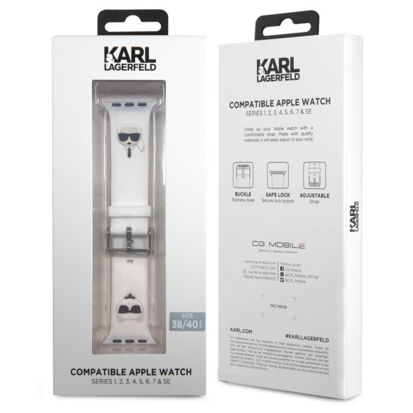 Curea de ceas Apple iWatch Karl Lagerfeld KLAWLSLCKW 42/44mm - Albă