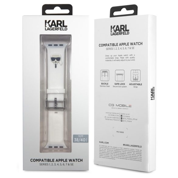 Curea de ceas Apple iWatch Karl Lagerfeld KLAWLSLKW 42/44mm - Albă