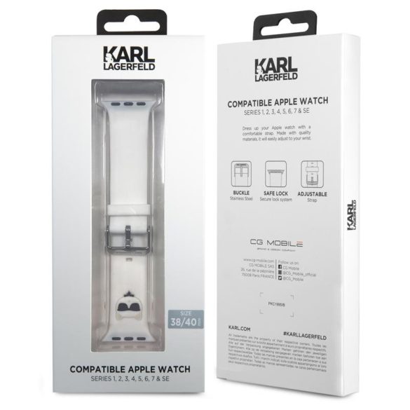 Curea de ceas Apple iWatch Karl Lagerfeld KLAWMSLCW 38/40mm - Albă