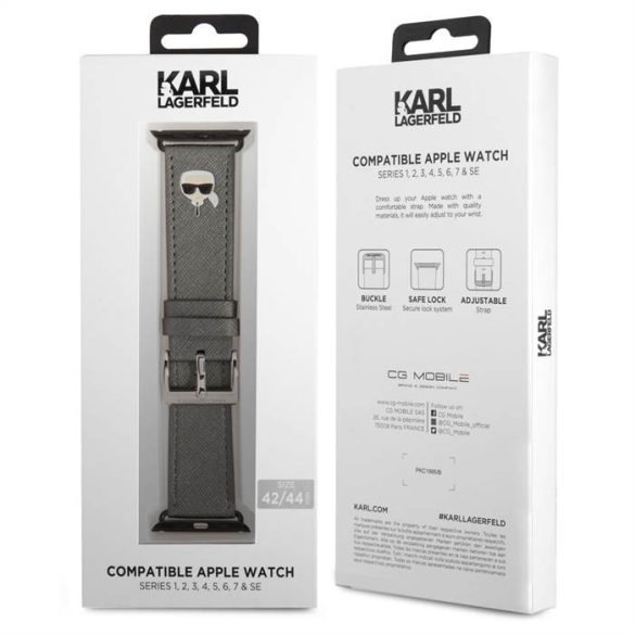 Curea ceas Apple iWatch Karl Lagerfeld KLAWMOKHG 42/44mm - Argintiu