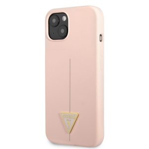 Husă din spate din silicon lichid Apple iPhone 13 GUESS GUHCP13MSLTGP - roz