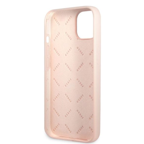 Husă din spate din silicon lichid Apple iPhone 13 GUESS GUHCP13MSLTGP - roz
