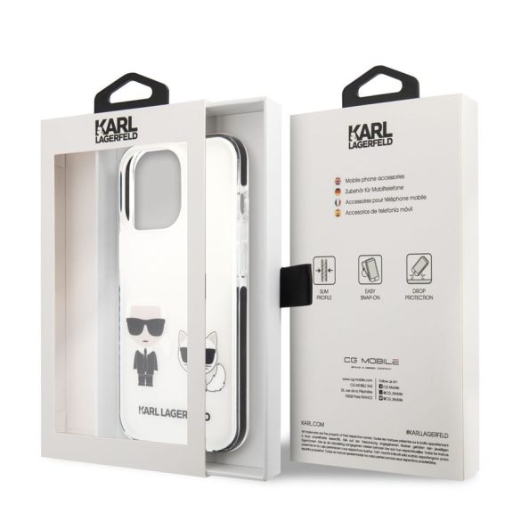 Husă din TPU pentru iPhone 13 Pro Max KARL LAGERFELD KLHCP13XTPEKCW - albă