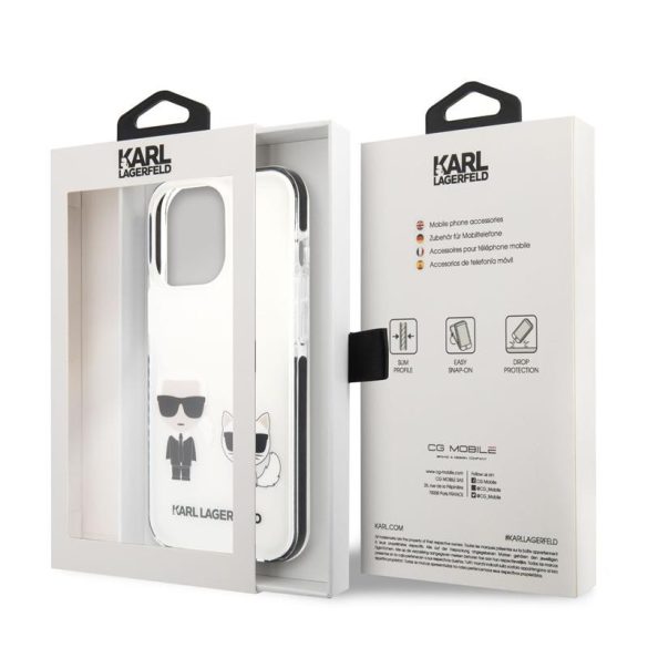 Husă din TPU pentru iPhone 13 Pro Max KARL LAGERFELD KLHCP13XTPEKCW - albă