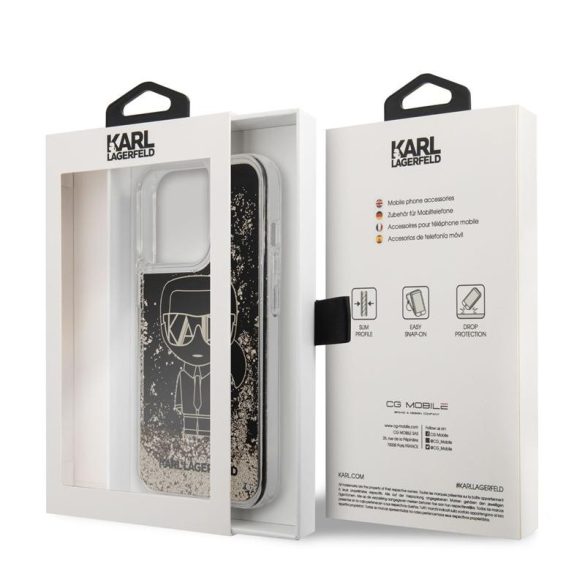 Husă din spate TPU lichid pentru Apple iPhone 13 Pro KARL LAGERFELD KLHCP13LLGGKBK - neagră