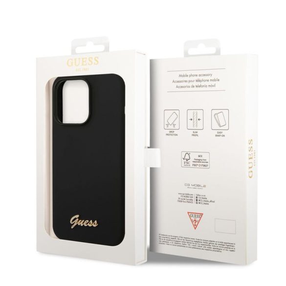 Husa din silicon lichid GUESS GUHCP14XSLSMK pentru Apple iPhone 14 Pro Max - Husa neagra
