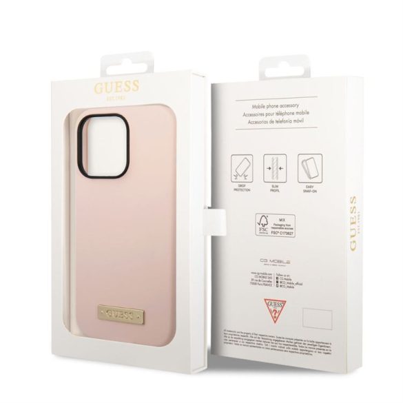 Husă din spate Apple iPhone 14 Pro GUESS GUHMP14LSBPLP MagSafe - roz