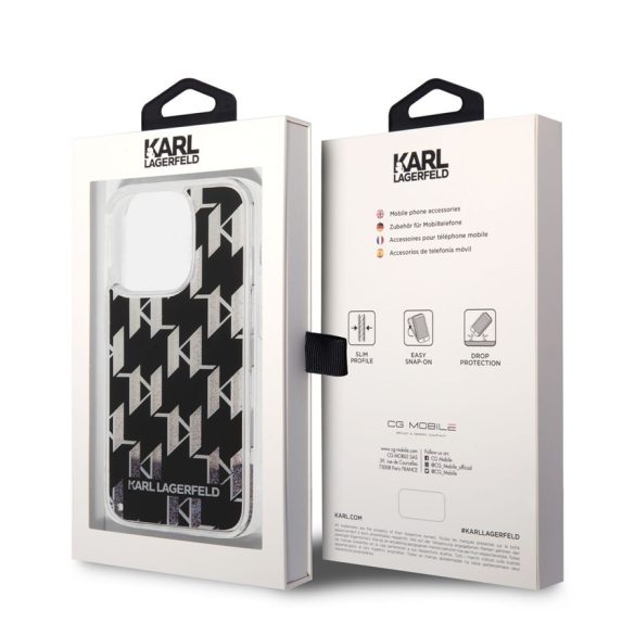 Husă din spate TPU lichid pentru Apple iPhone 14 Pro Max KARL LAGERFELD KLHCP14XLMNMK - neagră