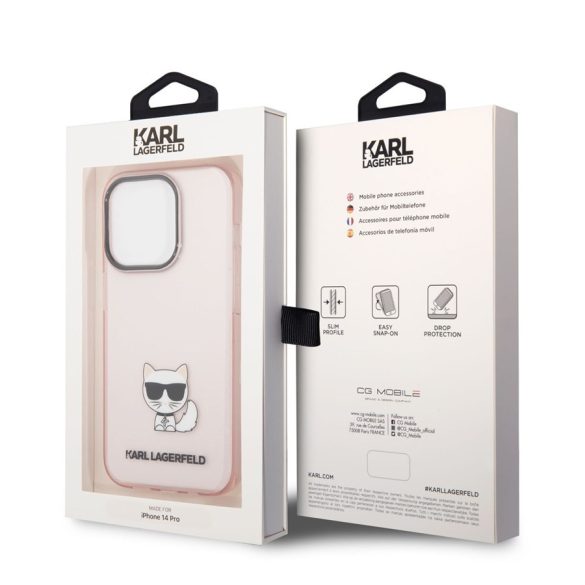 Husă din TPU pentru Apple iPhone 14 Pro Max KARL LAGERFELD KLHCP14XCTTRI - roz