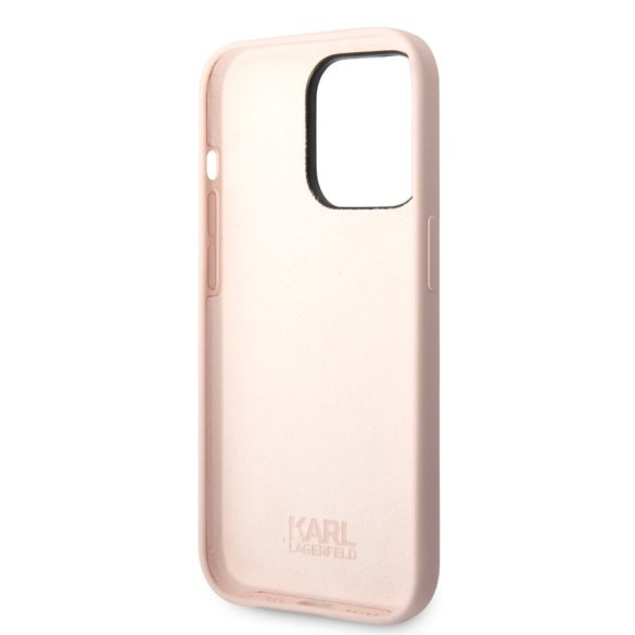Husă din spate din silicon lichid pentru Apple iPhone 14 Pro Max KARL LAGERFELD KLHCP14XSLCTPI - roz