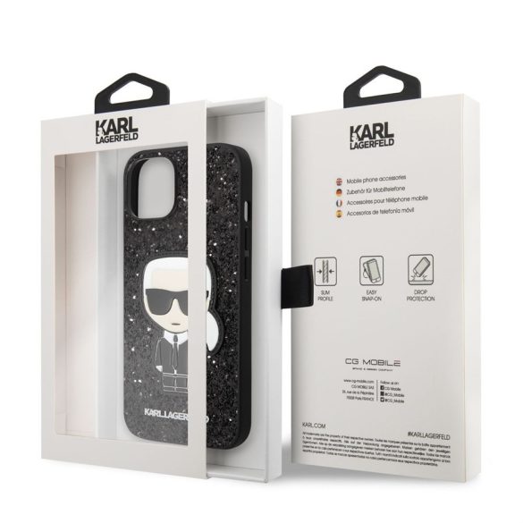 Apple iPhone 14 Plus KARL LAGERFELD KLHCP14MGFKPK Glitter Husă spate - Negru
