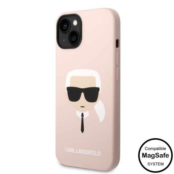 Husă din spate Apple iPhone 14 Plus KARL LAGERFELD KLHMP14MSLKHLP silicon lichid MagSafe - roz