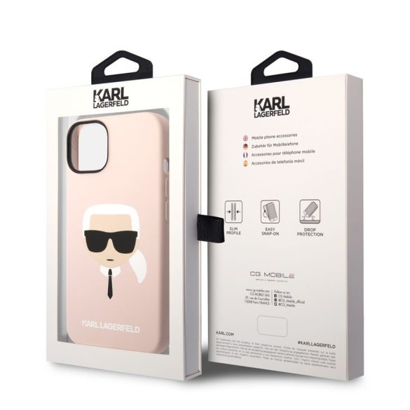 Husă din spate Apple iPhone 14 Plus KARL LAGERFELD KLHMP14MSLKHLP silicon lichid MagSafe - roz