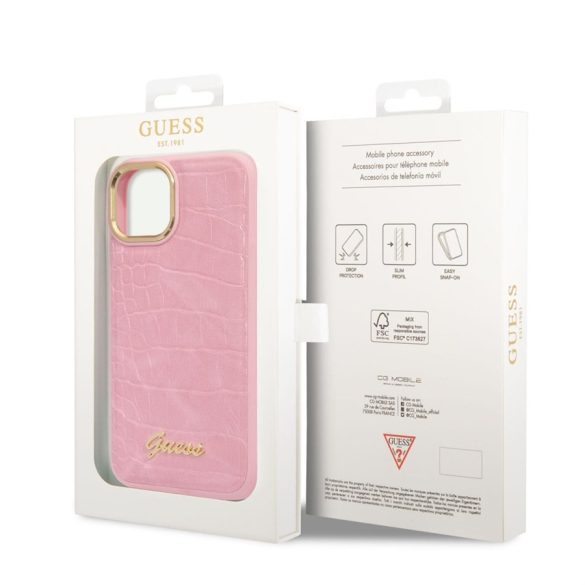 Husă din spate Apple iPhone 14 Pro GUESS GUHCP14LHGCRHP - roz