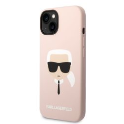  HUSĂ! - Husă din spate din silicon lichid pentru Apple iPhone 14 Plus KARL LAGERFELD KLHCP14MSLKHLP - roz