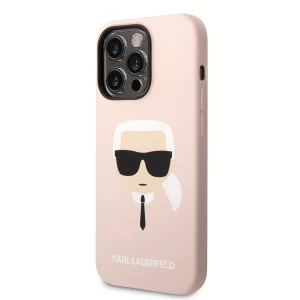 HUSĂ! - Husă din spate din silicon lichid pentru Apple iPhone 14 Pro KARL LAGERFELD KLHCP14LSLKHLP - roz