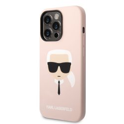   HUSĂ! - Husă din spate din silicon lichid pentru Apple iPhone 14 Pro Max KARL LAGERFELD KLHCP14XSLKHLP - roz