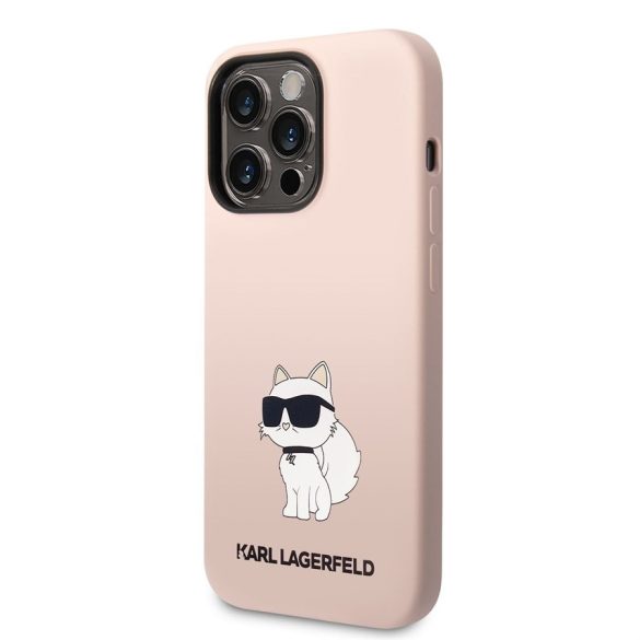 Husă din spate lichidă Apple iPhone 14 Pro Max KARL LAGERFELD KLHCP14XSNCHBCP - roz