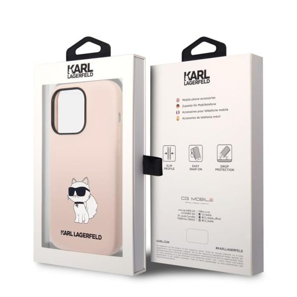Husă din spate lichidă Apple iPhone 14 Pro Max KARL LAGERFELD KLHCP14XSNCHBCP - roz