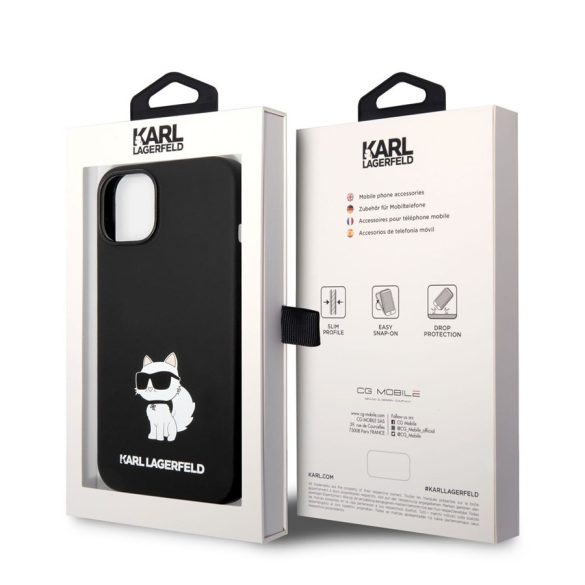 Husă din spate lichidă Apple iPhone 14 Plus KARL LAGERFELD KLHCP14MSNCHBCK - neagră