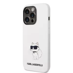 HUSĂ! - Husă din spate lichidă Apple iPhone 14 Pro KARL LAGERFELD KLHCP14LSNCHBCH - albă