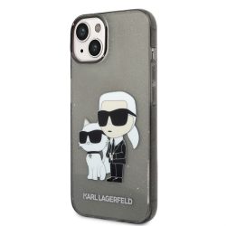   HUSĂ! - Husă din spate cu sclipici pentru Apple iPhone 14 Plus KARL LAGERFELD KLHCP14MHNKCTGK - neagră