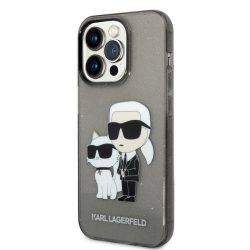   HUSĂ! - Husă din spate cu sclipici pentru Apple iPhone 14 Pro Max KARL LAGERFELD KLHCP14XHNKCTGK - negru