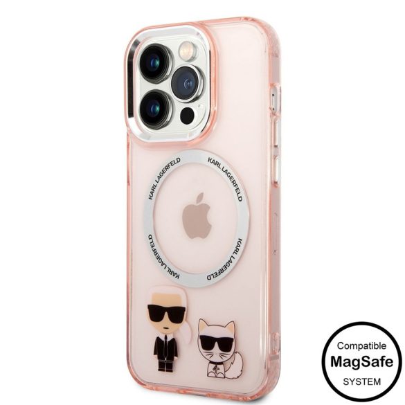 Husă din TPU pentru Apple iPhone 14 Pro KARL LAGERFELD KLHMP14LHKCP Magsafe - roz