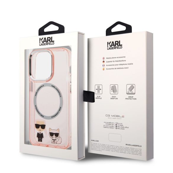 Husă din TPU pentru Apple iPhone 14 Pro KARL LAGERFELD KLHMP14LHKCP Magsafe - roz