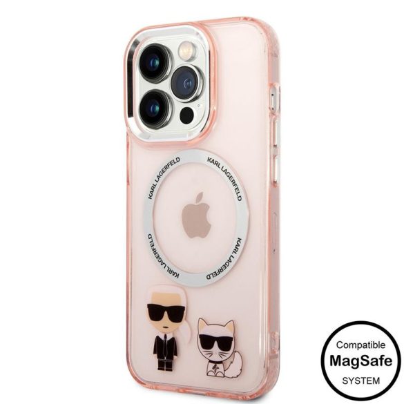 Husă din TPU pentru iPhone 14 Pro Max KARL LAGERFELD KLHMP14XHKCP Magsafe - roz