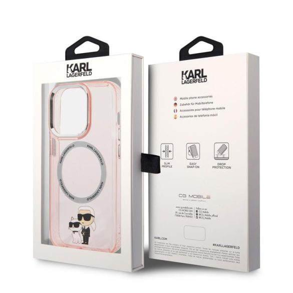 Husă din TPU pentru Apple iPhone 14 Pro Max KARL LAGERFELD KLHMP14XHNKCIP - Roz