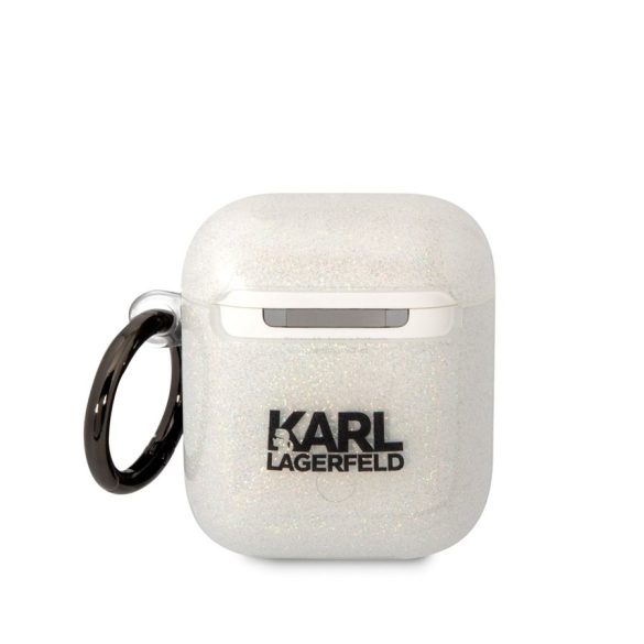 Suport TPU cu sclipici pentru Apple Airpods 1/2 KARL LAGERFELD KLA2HNKCTGT - transparent