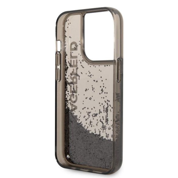 Husă din TPU cu sclipici lichid pentru Apple iPhone 14 Pro Max KARL LAGERFELD KLHCP14XLCKVK - neagră