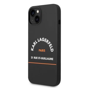 HUSĂ! - Husă din spate din silicon lichid pentru Apple iPhone 14 Plus KARL LAGERFELD KLHCP14LSRSGHLK - neagră