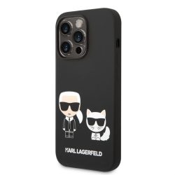   HUSĂ! - Husă din spate din silicon lichid pentru Apple iPhone 14 Pro KARL LAGERFELD KLHCP14LSSKCK - neagră