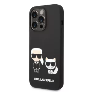 HUSĂ! - Husă din spate din silicon lichid pentru Apple iPhone 14 Pro KARL LAGERFELD KLHCP14LSSKCK - neagră