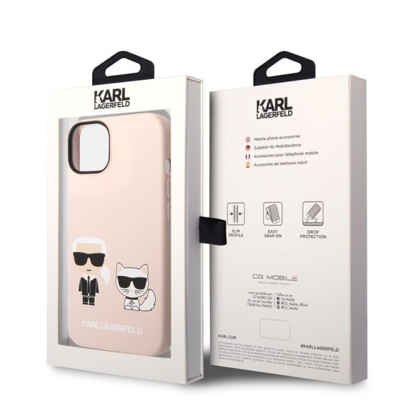 Husă din spate din silicon lichid pentru Apple iPhone 14 Plus KARL LAGERFELD KLHCP14MSSKCI - roz