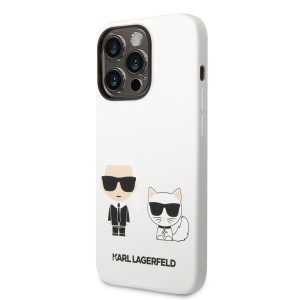 HUSĂ! - Husă din spate din silicon lichid pentru Apple iPhone 14 Plus KARL LAGERFELD KLHCP14MSSKCW - albă