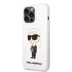   HUSĂ! - Husă din spate lichidă Apple iPhone 13 Pro KARL LAGERFELD KLHCP13LSNIKBCH - albă