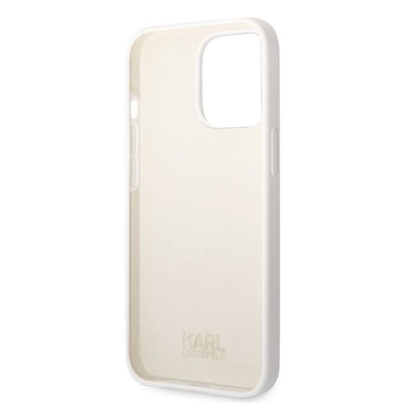 Husă din spate lichidă Apple iPhone 13 Pro KARL LAGERFELD KLHCP13LSNCHBCH - albă