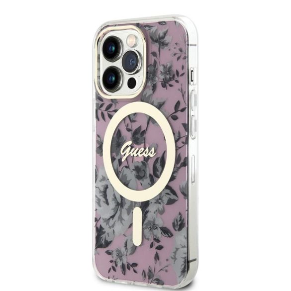 Husa din spate GUESS GUHMP14LHCFWSP MagSafe pentru Apple iPhone 14 Pro - Husa roz