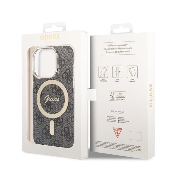 Husa din spate Apple iPhone 13 Pro Max GUESS GUHMP13XH4STK MagSafe - Husa neagra