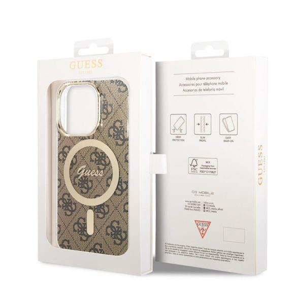 Husa din spate MagSafe GUESS GUHMP14LH4STW Apple iPhone 14 Pro - Husa maro
