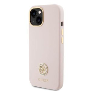 Husă din spate din silicon lichid Apple iPhone 15 GUESS GUHCP15SM4DGPP - roz