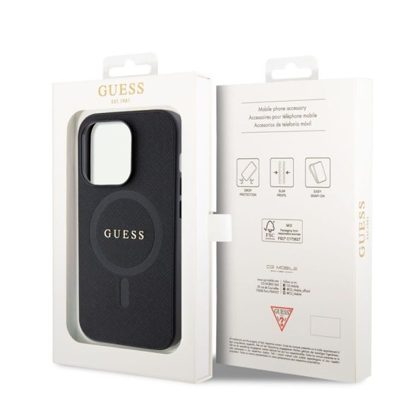 Husa din spate MagSafe GUESS GUHMP15LPSAHMCK Apple iPhone 15 Pro - negru
