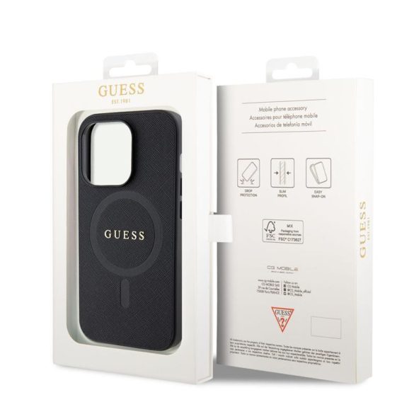 Husa din spate MagSafe GUESS GUHMP15LPSAHMCK Apple iPhone 15 Pro - negru