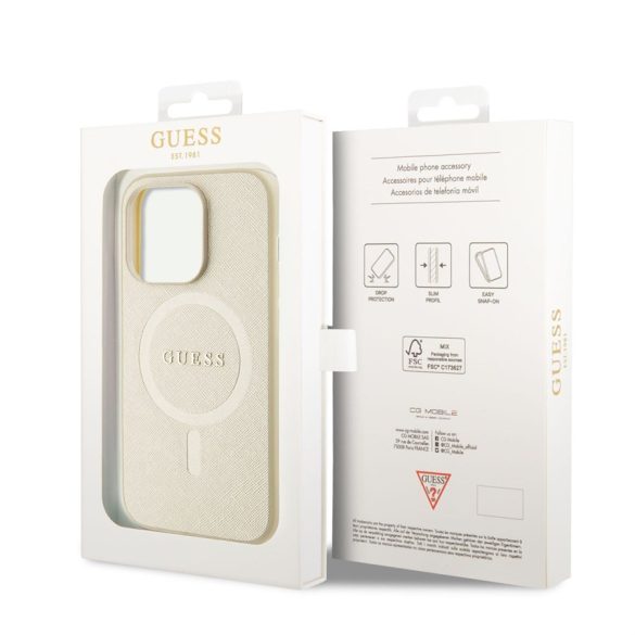 Husa din spate GUESS GUHMP15XPSAHMCB MagSafe pentru Apple iPhone 15 Pro Max - bej