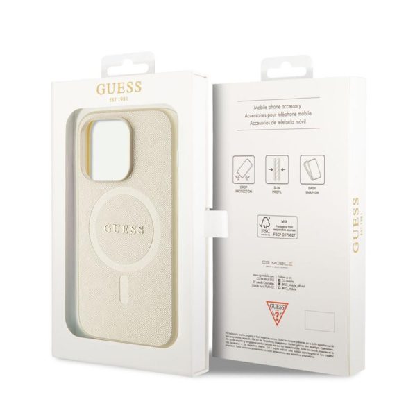 Husa din spate GUESS GUHMP15XPSAHMCB MagSafe pentru Apple iPhone 15 Pro Max - bej