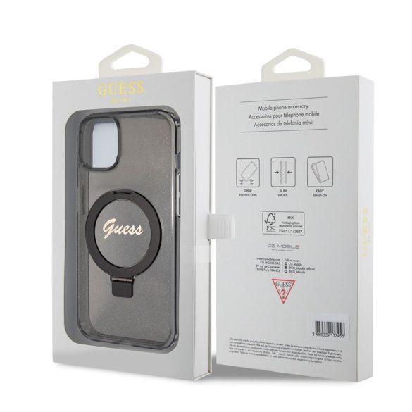 Husă din spate Apple iPhone 15 GUESS GUHMP15SHRSGSK MagSafe - neagră
